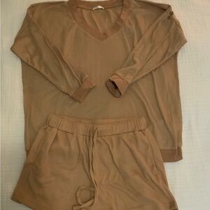 Women's Tan Pajama Set